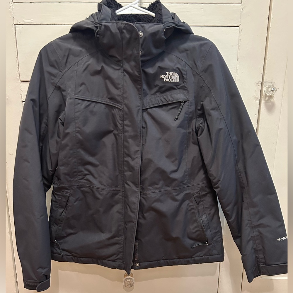 The North Face Black fleece lined Hooded Jacket